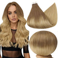 Full Shine Tape in Hair Extensions Human Hair Color 10/14 Ombre Blonde Tape in Extensions 22 Inch Invisible Seamless Extension Silky Straight Real Remy Adhesive Skin Weft 20 Pcs 50 Grams