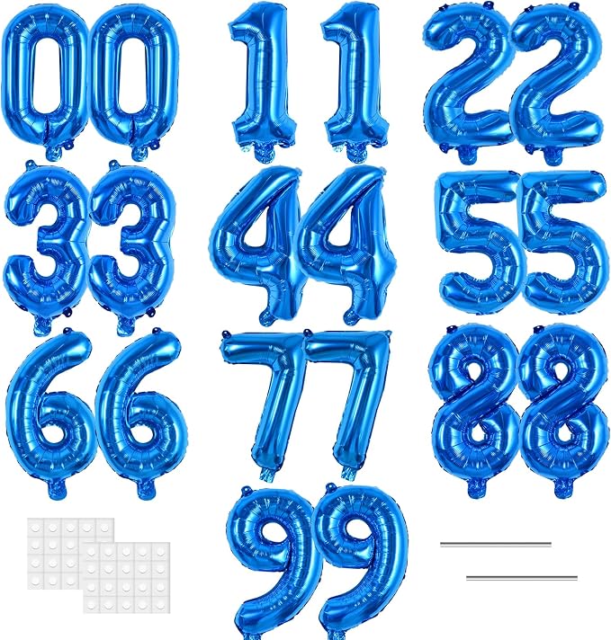 TONIFUL 20 Pcs Number Balloon 2 Set 16 Inch Blue 0-9 Numbers Balloons | Small by TONIFUL