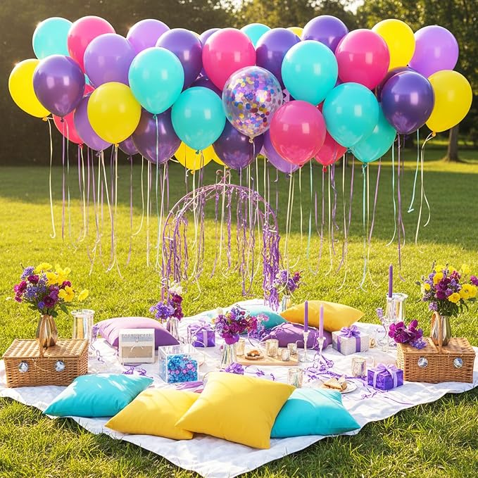RUBFAC Pink and Purple Balloon Bithday Balloons - Image 6