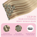 PINKPEARL Clip in Hair Extensions Real Human Hair #10/16/16 Golden Brown to Caramel Blonde Human Hair Clip in Hair Extensions 7pcs 120g 18inch Human Hair Extensios Clip ins(#10/16/16-18)