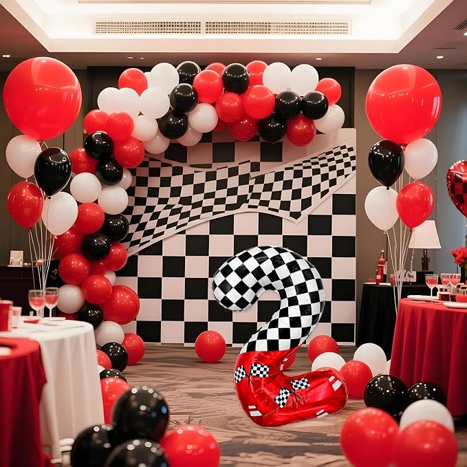 1 pack racing theme 40-inch digital foil balloon, featuring black and white - Image 7