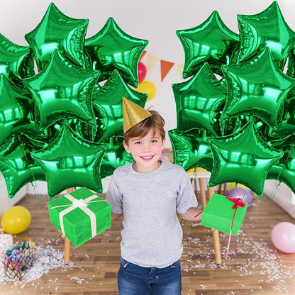 Green Star Balloons Foil, 18 Inch Metallic Stars Balloon - Image 7