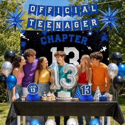 13th Birthday Decorations for Boys and Girls, Chapter 13 Party Set | Blue Black - Image 3