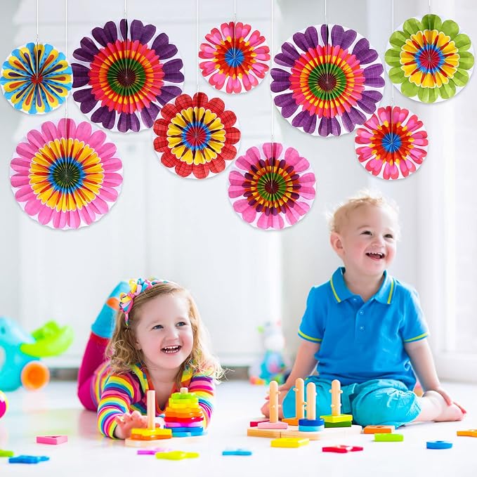 Outus Flower Hanging Decorations Summer Paper Fans Classroom Ceiling Wall Decor - Image 6