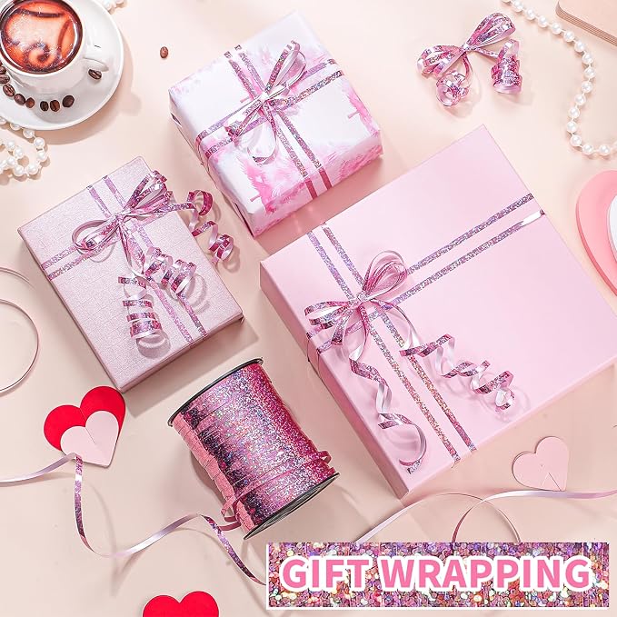 woric Pink Curling Ribbon 600 Yards 1/5 Inch - Image 4