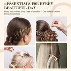Bobby Pins Set Gold – Hair Accessories Kit for Women & Girls with Bobby Pins, U Shape & Spiral Pin, Perfect for Weddings, Styling, Updos & Buns