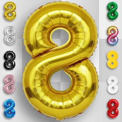 Gold Number Balloon 8 Mylar Foil Balloons 16 inch - Image 3