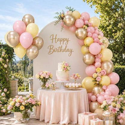 Pink Yellow Gold Balloons - Image 9