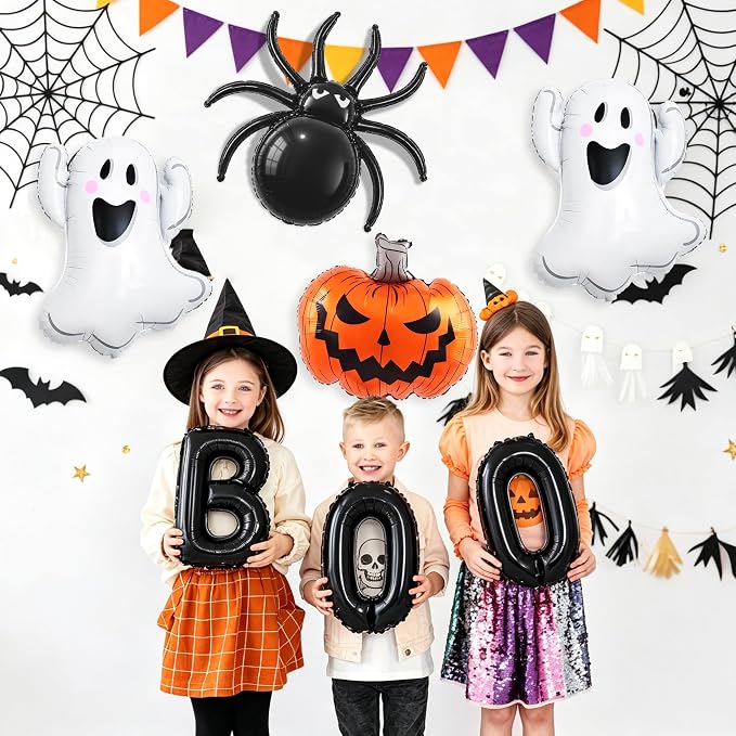 9PCS Halloween Balloons Set Ghost Pumpkin Spider BOO Balloons Decor | Includes - Image 6