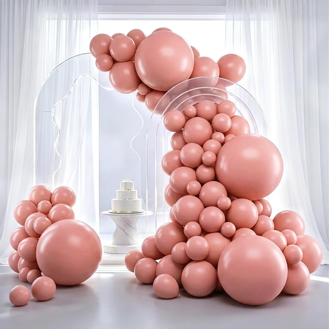 RUBFAC Pink Balloons Different Sizes Dusty Rose Balloon Arch Kit 129pcs | Latex by RUBFAC