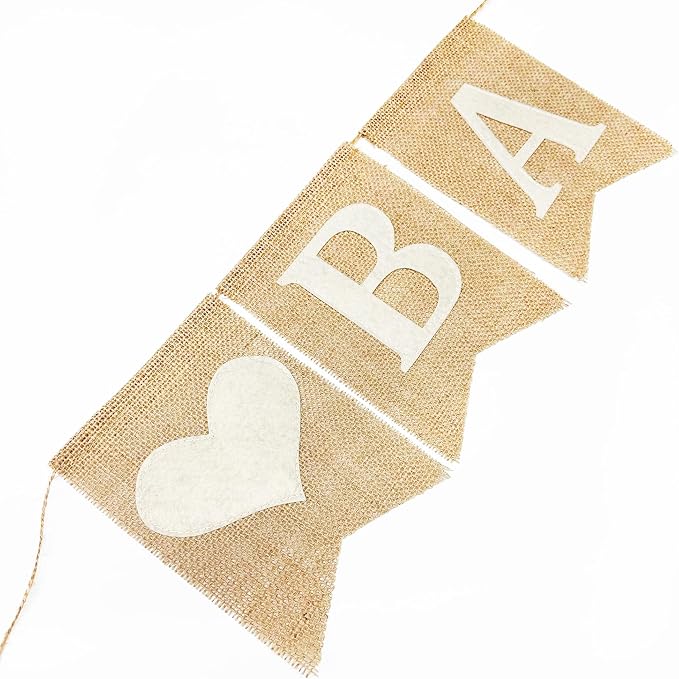 Welcome Baby Heart Burlap Pennant Banner Flag Felt Welcome Baby Sign and Heart - Image 4