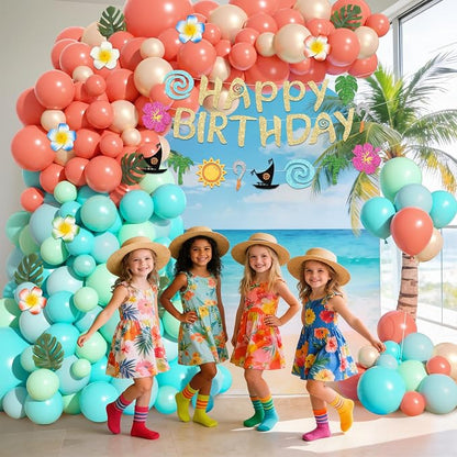 165Pcs Tropical Balloons Summer Birthday Party Decorations | Coral Pearl Rose - Image 4