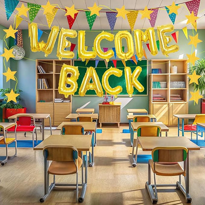 16 Inch Gold 'WELCOME BACK' Balloon Banner, Mylar Letter Balloons - Image 3
