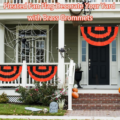 Halloween Bunting Flag 2x4 FT Fully Sewn Orange & Black 5 Stripe - Image 3