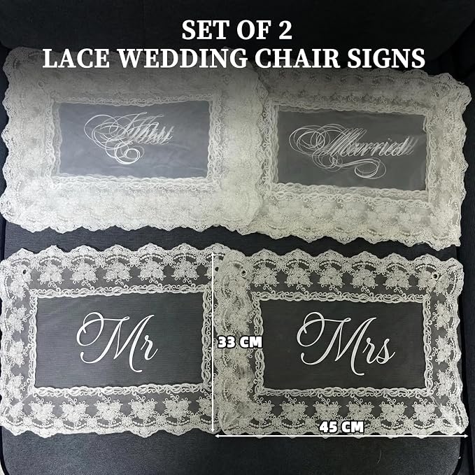Sheer Lace Mr & Mrs Wedding Signs - Image 4
