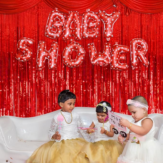 2 Pack Red Streamers Party Backdrop Christmas Decorations Foil Fringe Backdrop - Image 6