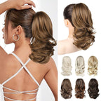 Ponytail Extension - 14" Claw Clip in Ponytail Hair Extensions Natural Soft Synthetic Layered Wavy Pony Tail Hair Pieces for Women - Ginger Brown