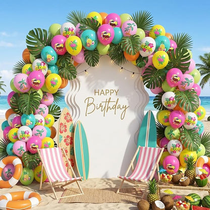 FunHot Tropical Balloons, 12 Inch Colorful Aloha Hawaiian Helium Latex Balloons - Image 4