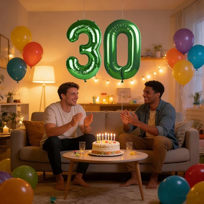 Number 30 Balloons 40 Inch for 30th Birthday Party Decoration, Dark Green | - Image 2