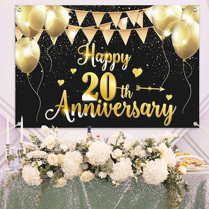 HAMIGAR 6x4ft Happy 20th Anniversary Banner Backdrop - Image 5