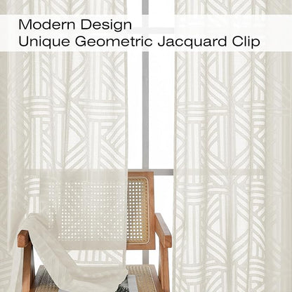 Simplebrand Ivory Sheer Kitchen Curtains 36 Inch Length Tier Curtains 2 Panels - Image 3