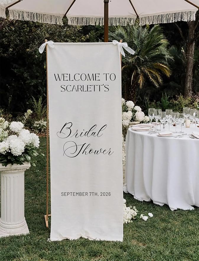 Personalized Linen Wedding Welcome Sign - Image 4