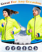 JenPen 2 Pcs Double-layer Ear Muffs for Winter Ear Warmers Headband for Men Women Knit Fuzzy Lined for Adult Running Cycling Ski (Gray,Black)