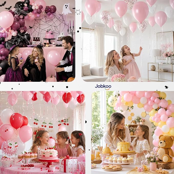 Jobkoo Pink Balloons, 12 Inch Pastel Baby Light Pale Pink Latex Balloon | Soft - Image 7