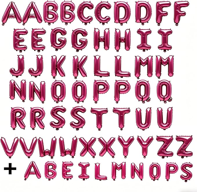 62 Pcs Hot Pink Letter Balloons, Custom 2 Set A-Z Set - Image 2
