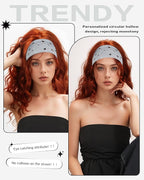Grommet Headband for Women, Little Star Grey 23cm Hollow Out Elastic Hair Band, Eyelets Punk Grunge Stylish Hairband