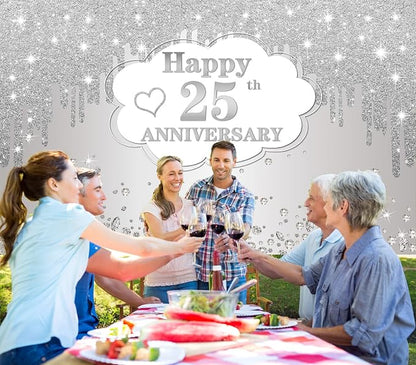 25th Wedding Anniversary Banner Decorations, 72.8x43.3 inches - Image 2