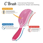 NuWay 4Hair C Brush - Professional Curved Hairbrush - Vented Design Delivers Smoothing And Volumizing Drying Experience - Heat Resistant Bristles For Drying Detangling and Styling - Petal Pink - 1 Pc