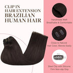 GOO GOO Clip in Hair Extensions Real Human Hair, Remy Human Hair Extensions Clip ins for Women, Natural Human Hair, 20inch 160g 7Pcs, #2A Light Brown