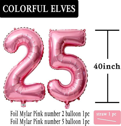 Pink Number 25 Balloons 40 Inch Giant Pink 25 Foil Mylar Balloons - Image 2