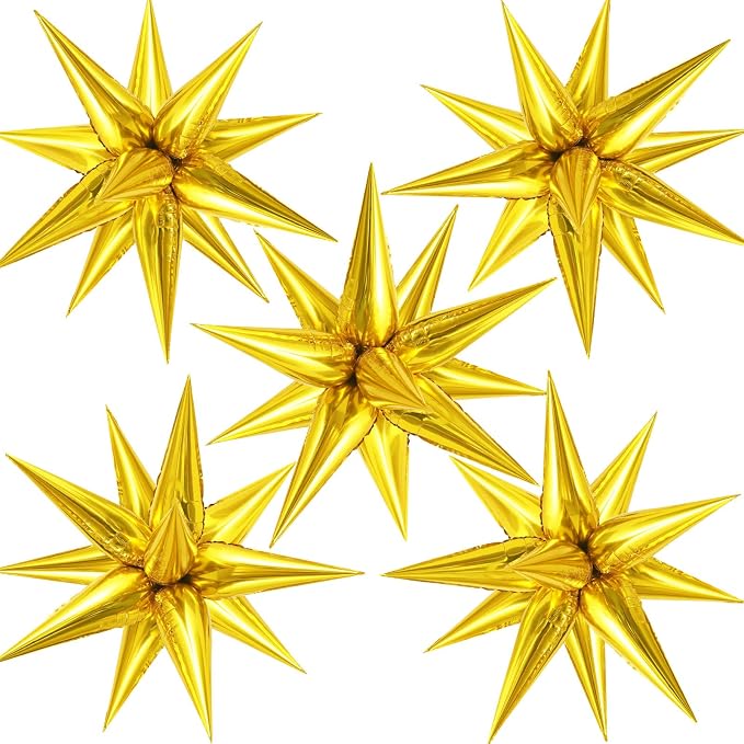 60 Pcs Star Balloons Explosion 12 Point Foil Cone Balloons Magic Balloon Large by TOTAFAM