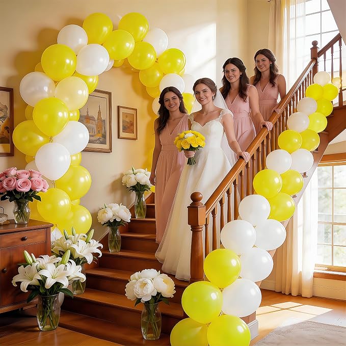 Yellow and White Balloons 100 Pack 12 Inch White Yellow Extra Thick Latex Party - Image 4