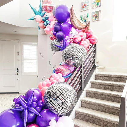14 Pcs Disco Ball Balloons 22/15/10 4D Ball Balloons Metallic Silver Disco - Image 5
