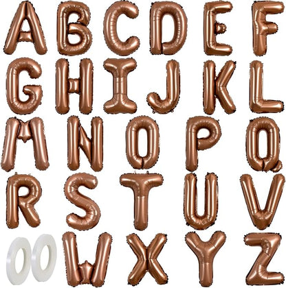 TONIFUL Chocolate Brown 16 Inch Mylar Foil Letter Balloons 26 Pcs 1 Set A-Z by TONIFUL