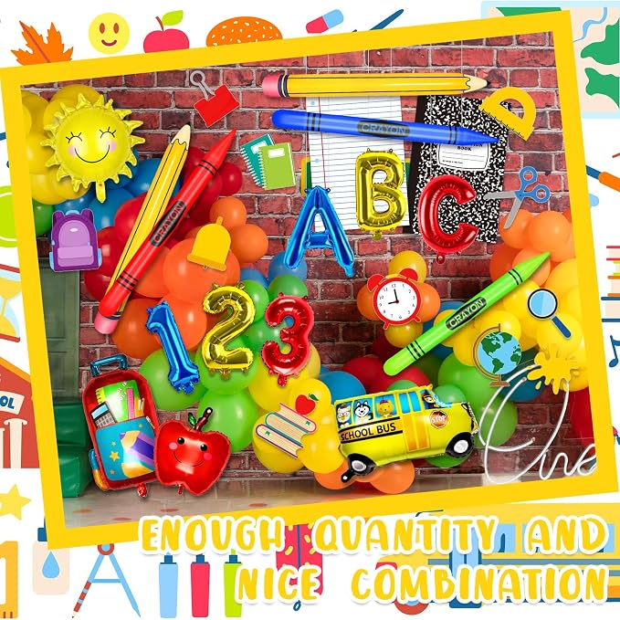 23 Pcs Welcome Back to School Balloons Arch Kit Pencil Crayon Balloon ABC 123 - Image 5
