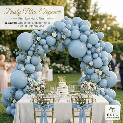 114pcs Dusty Blue Balloons Different Sizes, 18 12 10 5 inch Blue Balloons | - Image 3