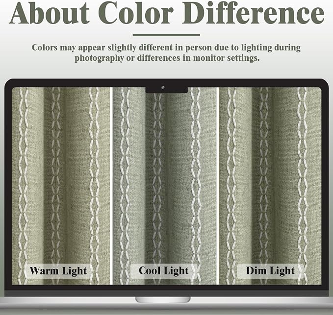 Green 100% Boho Blackout Curtains 84 Inch 2 Panels - Image 8