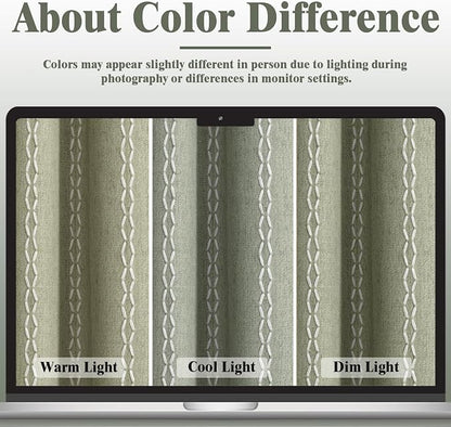 Green 100% Boho Blackout Curtains 84 Inch 2 Panels - Image 8
