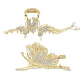 2PCS Gold Double Butterfly Rhinestone & Pearl Claw Clips, Bling Large Hair Clips for Women Thick Hair, Chic Hair Accessories