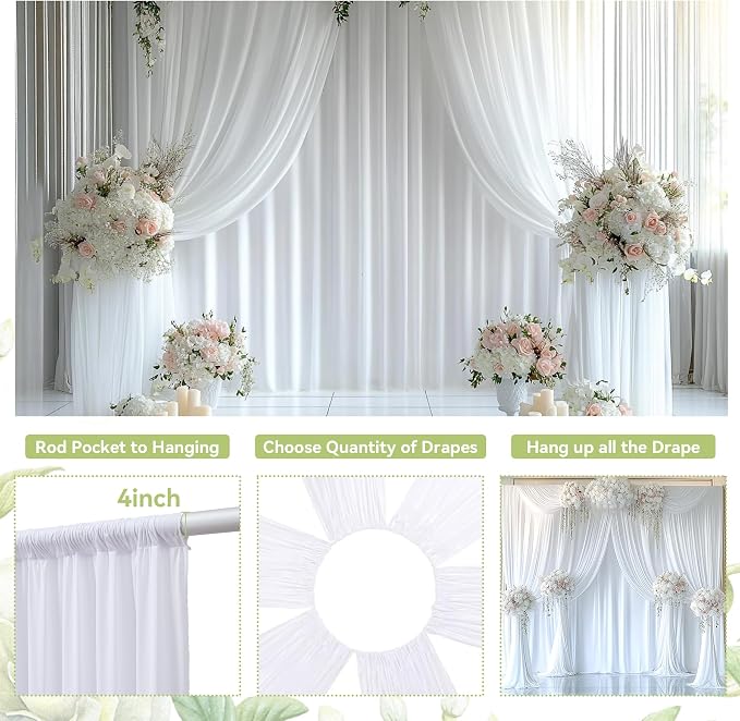 30ft×12ft White Backdrop Curtain - Image 6