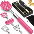 Upgraded Reinforced Telescoping Back Scratcher with 5 Detachable Heads, Larger Scratching Tips, Stocking Stuffer & White Elephant Gifts for for Men Women Adults