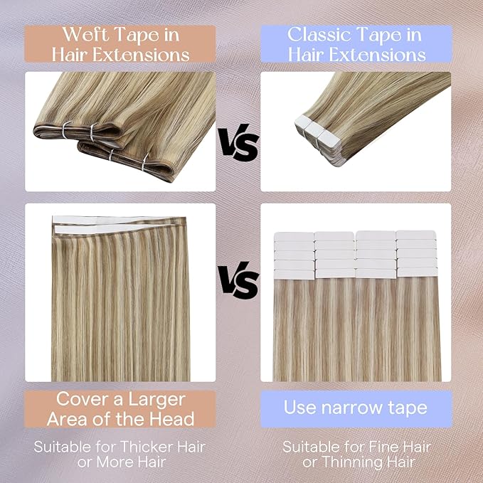 Full Shine Tape in Hair Extensions Human Hair Color 16 Highlight 22 Blonde Long Weft Pu Genius Weft Tape in Extensions Real Human Hair 50G One Piece Remy Skin Weft 20Inch Cuticles Aligned for Women