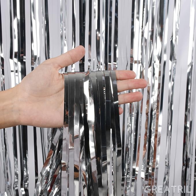 Silver Streamers Metallic Party Backdrop - Image 2