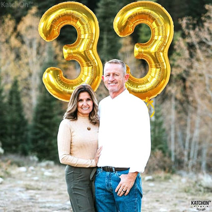 KatchOn 33 Balloon Numbers Gold 40 Inch | Gold 33 Number Balloon - Image 3