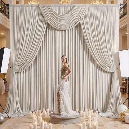 10×12ft Wrinkle Free Beige Backdrop Curtain - Image 9