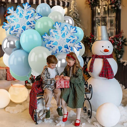 Blue Green Snowflake Balloon, Winter Wonderland Party Decorations, Pastel Green - Image 7